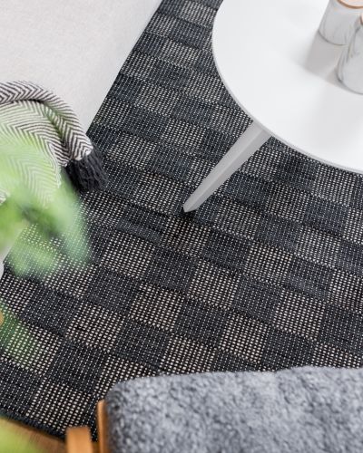 Birka antrasitt - håndvevd ullteppe