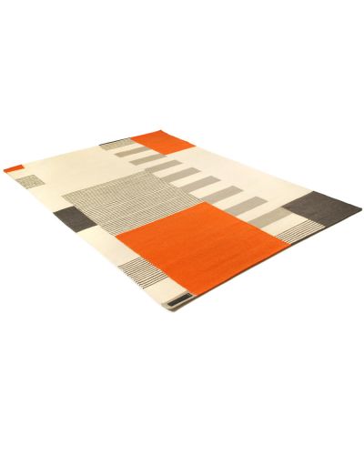 Graphic orange - håndvevd ullteppe
