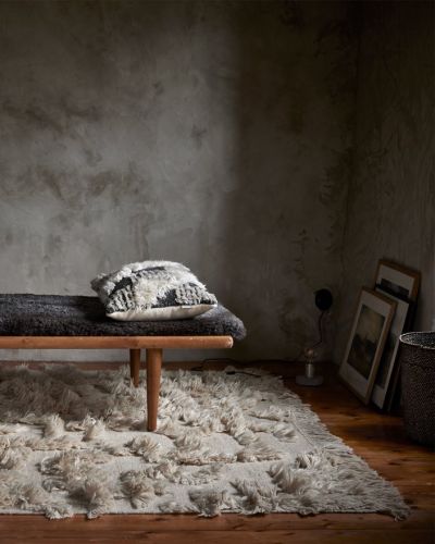 Rio beige – håndhevd ullteppe
