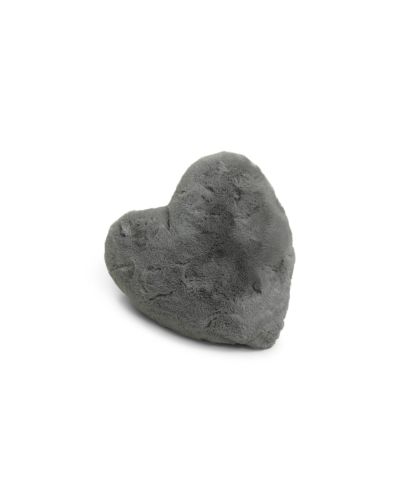 Fluffy heart grå - pute i fuskepels