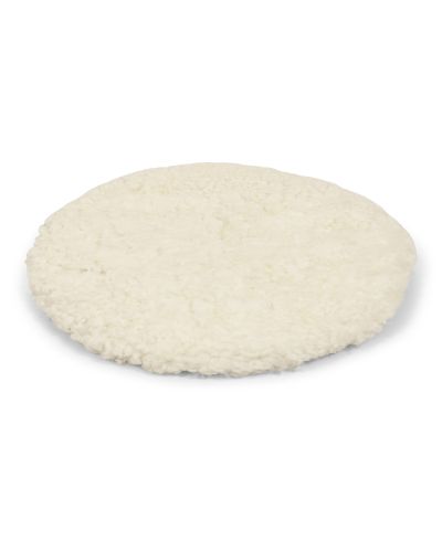 Curly pad hvit – rund stolpute i krøllete saueskinn med polstring
