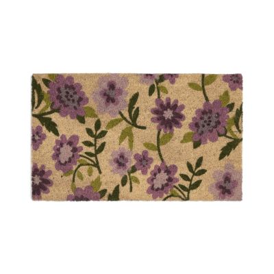 Ruco print Flowers purple – dørmatte i kokos