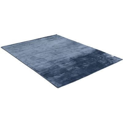 Velvet tencel twilight blue - håndvevet teppe med lugg