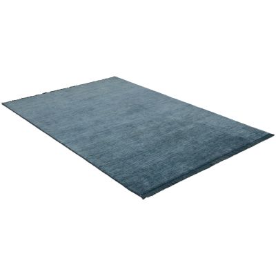 Drama handloom blue coral - håndvevd teppe med lugg