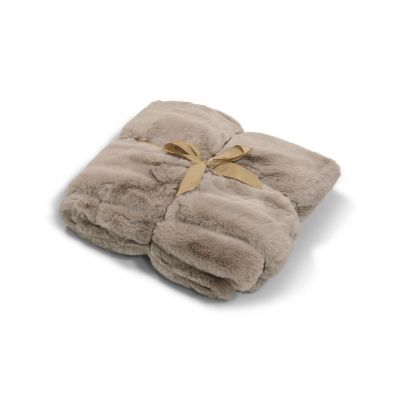 Fluffy taupe – pledd i kunstmateriale