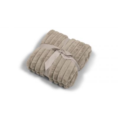Stripy taupe – pledd i kunstmateriale