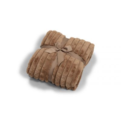 Stripy cognac – pledd i kunstmateriale