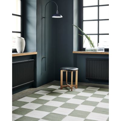 Square hvit/grønn – håndvevd ullteppe